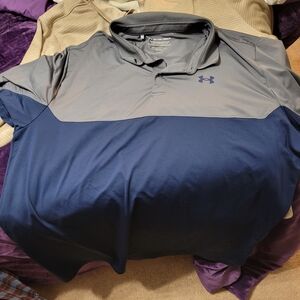 Under Armour Men's Gray and Blue Polo Shirt